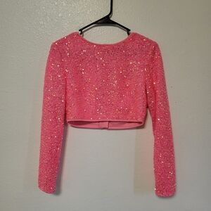 SHEIN Pink Sequin Cropped Jacket